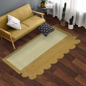 Hand Braided Brown Beige Scalloped Area Rugs
