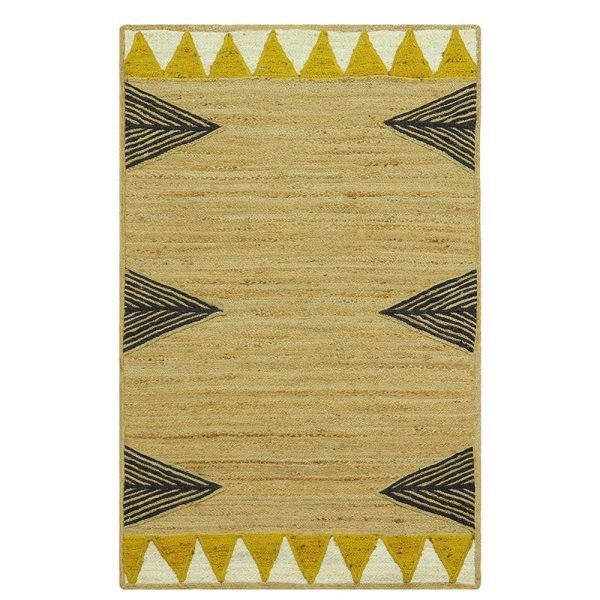 Handmade Beige Black Jute Dining Area Rugs