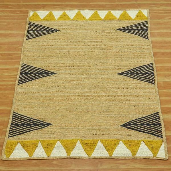 Handmade Beige Black Jute Dining Area Rugs - Image 3