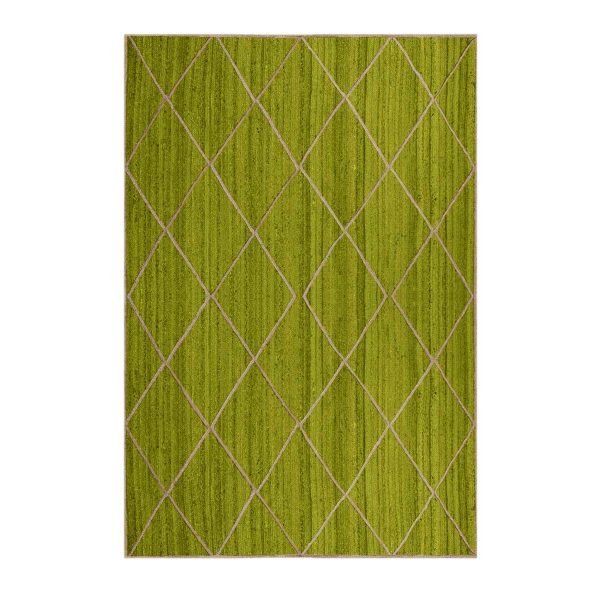 Hand Braided Green Geometric Area Rug