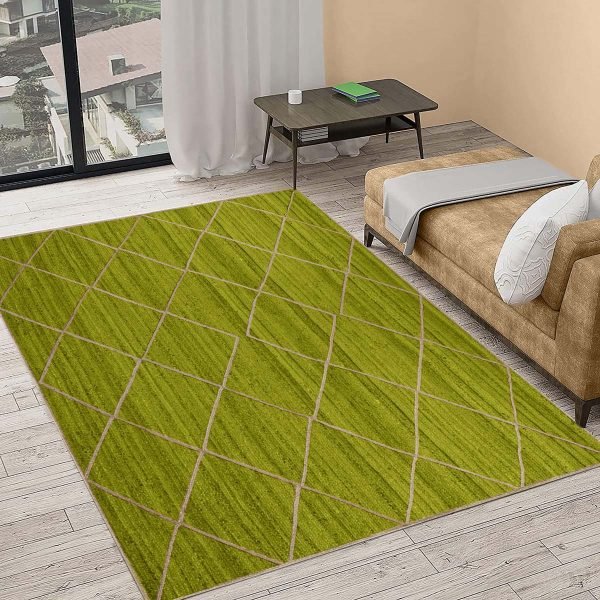 Hand Braided Green Geometric Area Rug - Image 5