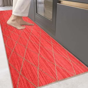 Hand Braided Red Jute Geometric Beige Rug