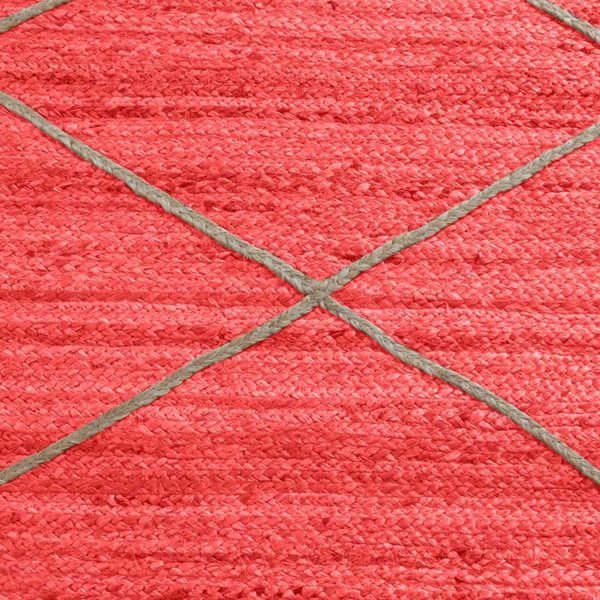 Hand Braided Red Jute Geometric Beige Rug - Image 9