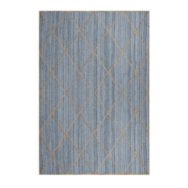 Hand Braided Grey Jute Geometric Beige Rug