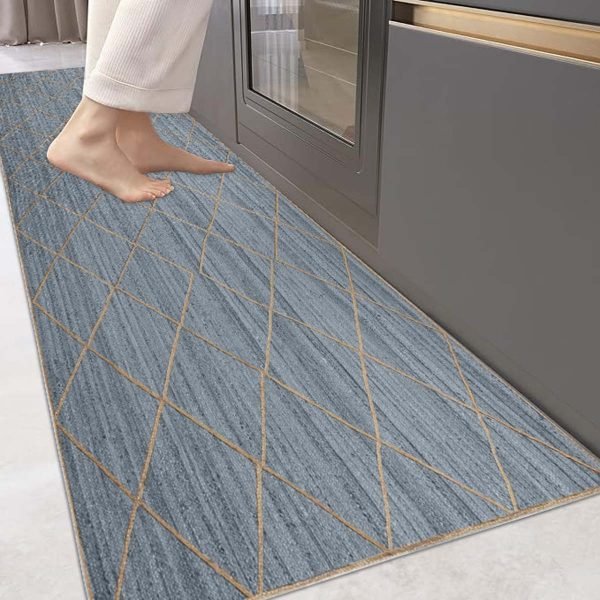 Hand Braided Grey Jute Geometric Beige Rug - Image 2