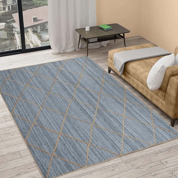 Hand Braided Grey Jute Geometric Beige Rug - Image 5