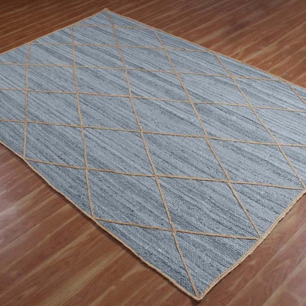Hand Braided Grey Jute Geometric Beige Rug - Image 6