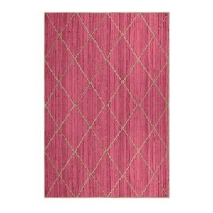 Pink Jute Geometric Beige Square Area Handcrafted Rug