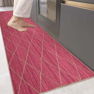 Pink Jute Geometric Beige Square Area Handcrafted Rug