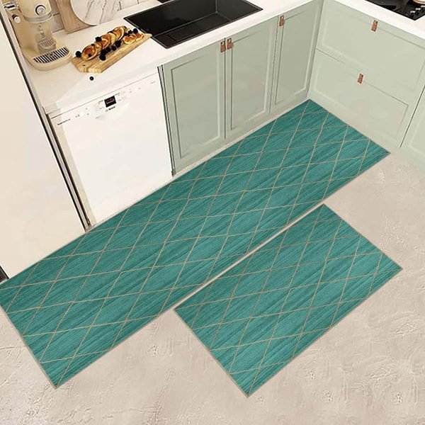 Teal Green Jute Geometric Handcrafted Rug - Image 4