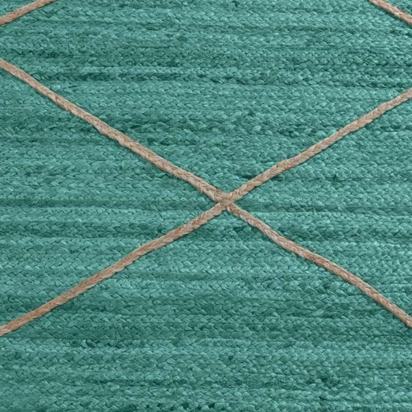 Teal Green Jute Geometric Handcrafted Rug - Image 7