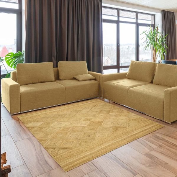 Hand Braided Beige Jute Geometric Large Rug - Image 2