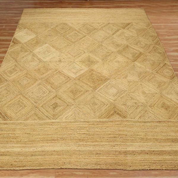 Hand Braided Beige Jute Geometric Large Rug - Image 3