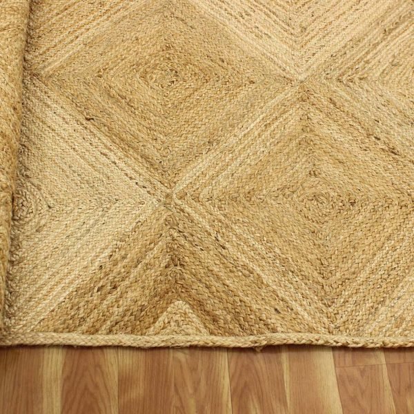 Hand Braided Beige Jute Geometric Large Rug - Image 4