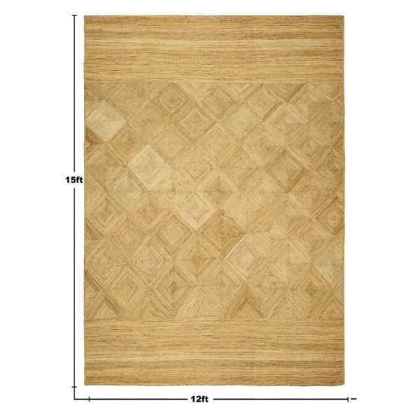 Hand Braided Beige Jute Geometric Large Rug - Image 6