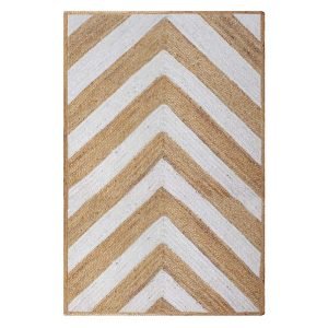 Hand Braided Beige White Jute Large Area Rug