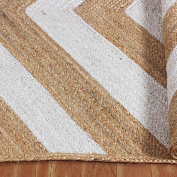 Hand Braided Beige White Jute Large Area Rug - Image 5
