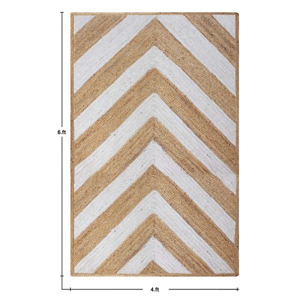 Hand Braided Beige White Jute Large Area Rug - Image 6