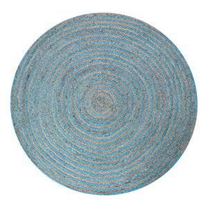 Hand Braided Jute Blue Round Front Area Rug