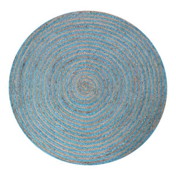 Hand Braided Jute Blue Round Front Area Rug