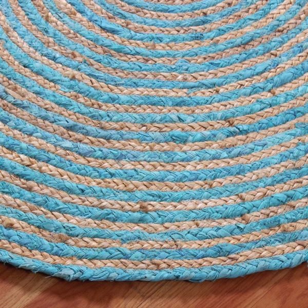 Hand Braided Jute Blue Round Front Area Rug - Image 6