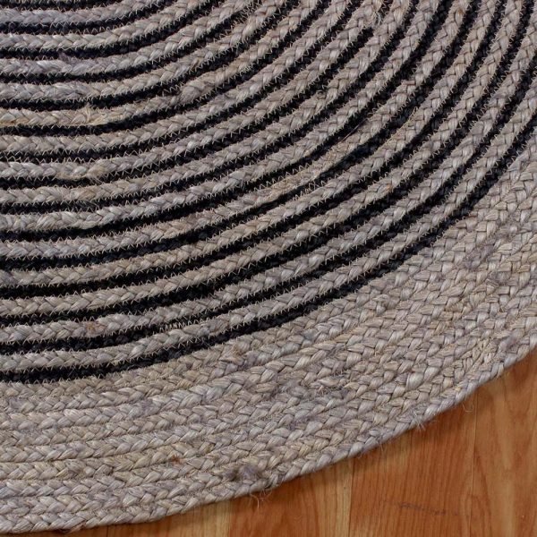 Indian Handmade Black Jute Oval Area Rug - Image 5