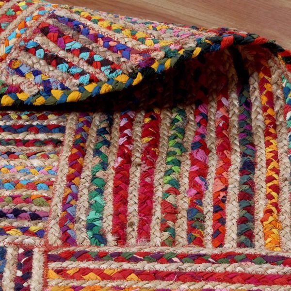 Cotton Jute Handmade Multicolor Round Area Rug - Image 5
