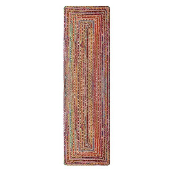 Multicolor Hand Braided Cotton Jute Runner Rug