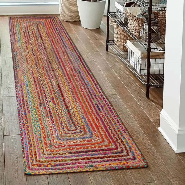 Multicolor Hand Braided Cotton Jute Runner Rug - Image 2