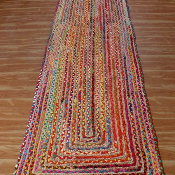 Multicolor Hand Braided Cotton Jute Runner Rug - Image 3