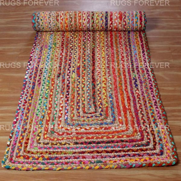 Multicolor Hand Braided Cotton Jute Runner Rug - Image 4