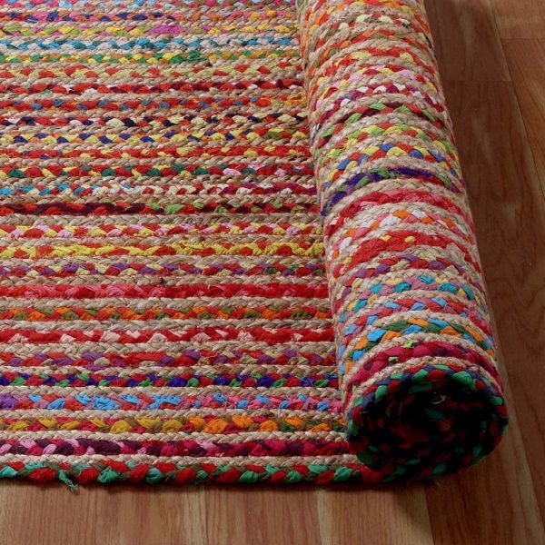Multicolor Hand Braided Cotton Jute Runner Rug - Image 5