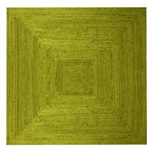 Handcrafted Green Jute Square Dining Area Rug