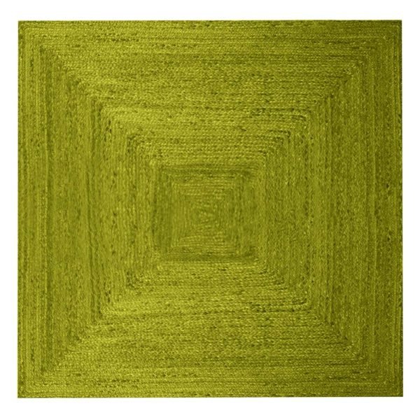Handcrafted Green Jute Square Dining Area Rug