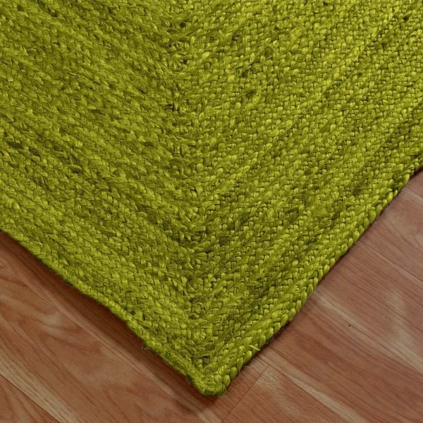 Handcrafted Green Jute Square Dining Area Rug - Image 4