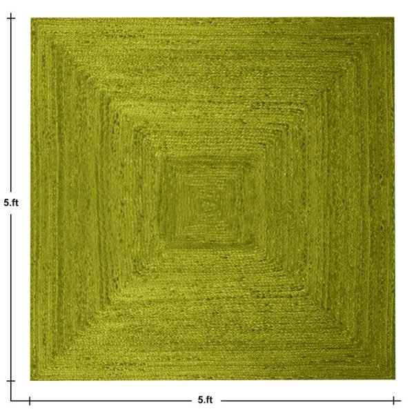 Handcrafted Green Jute Square Dining Area Rug - Image 6
