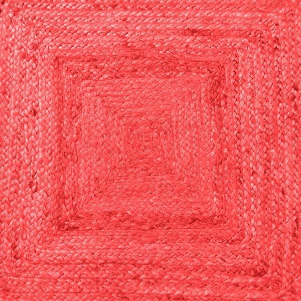 Handcrafted Red Jute Square Dining Area Rug - Image 5