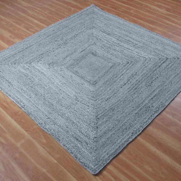 Grey Square Handmade Jute Outdoor Area Rug - Image 3