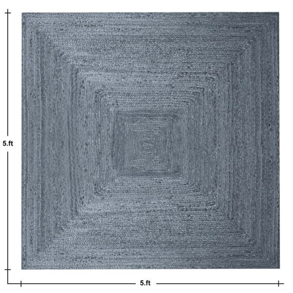 Grey Square Handmade Jute Outdoor Area Rug - Image 6