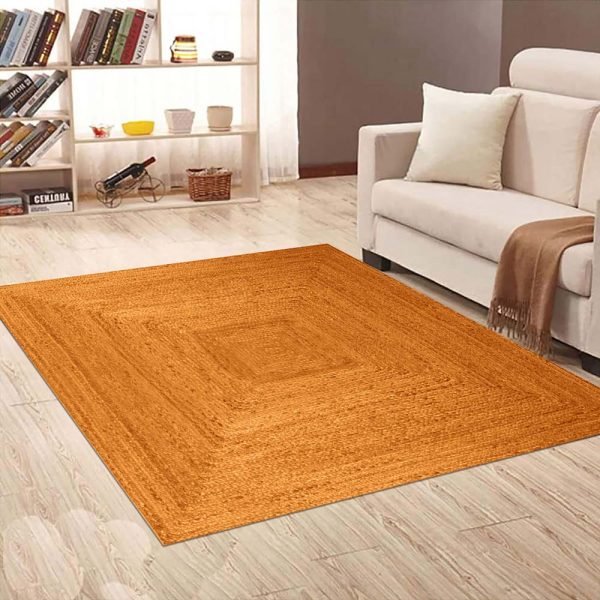 Orange Handmade Jute Outdoor Square Area Rug - Image 2