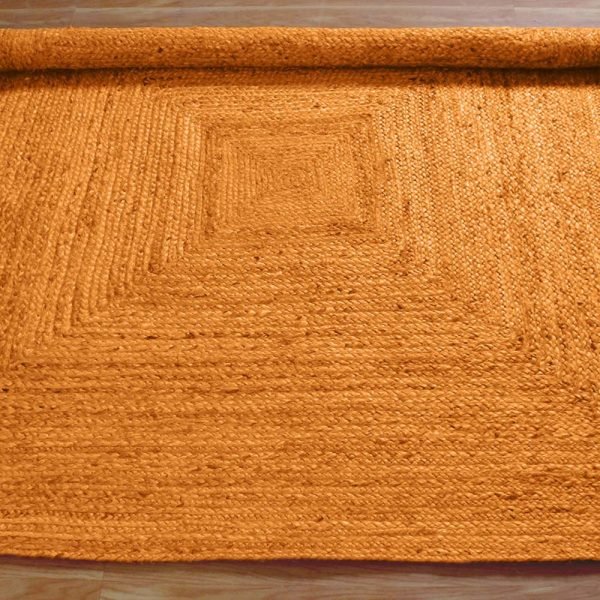 Orange Handmade Jute Outdoor Square Area Rug - Image 5