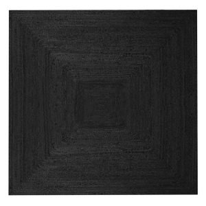 Black Square Handmade Jute Outdoor Area Rug