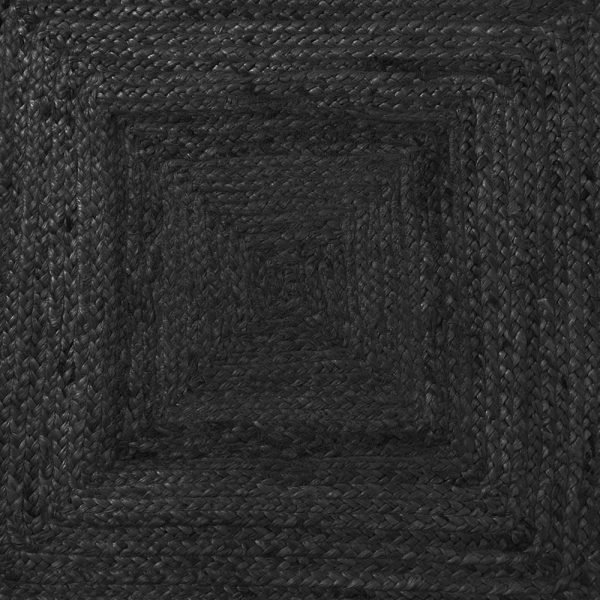 Black Square Handmade Jute Outdoor Area Rug - Image 6