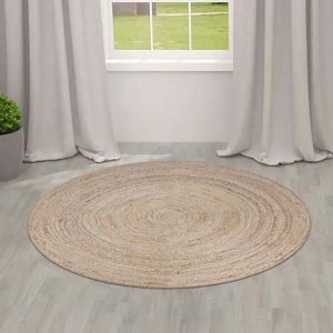 Hand Braided Beige Round Indoor Area Rug