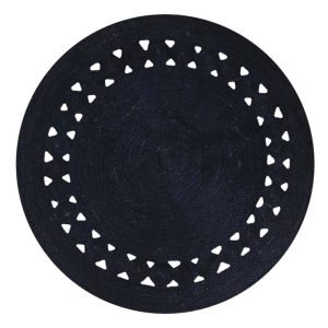 Rug 100% Natural Jute & Cotton Bohemian Reversible Round Area Du