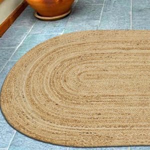 Jute Hand braided Beige Oval Area Rug