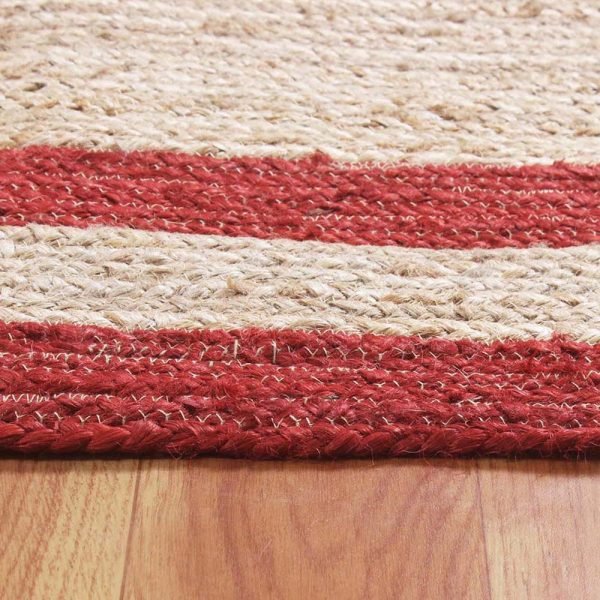 Red Bordered Beige Jute Small Area Rug - Image 6