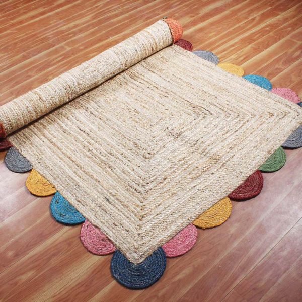 Rug 100% Natural Jute Handmade Rustic look Rug Braided style Rev