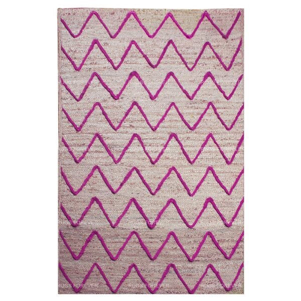 Beige Pink Hand Braided Jute Flat Area Rug