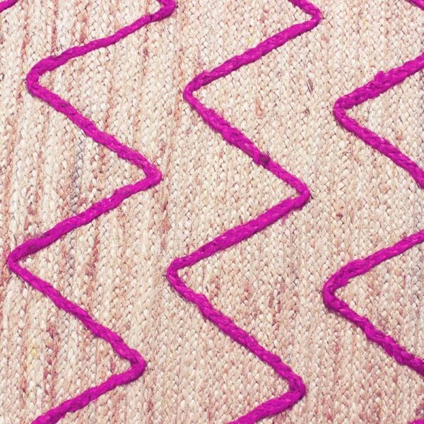 Beige Pink Hand Braided Jute Flat Area Rug - Image 3